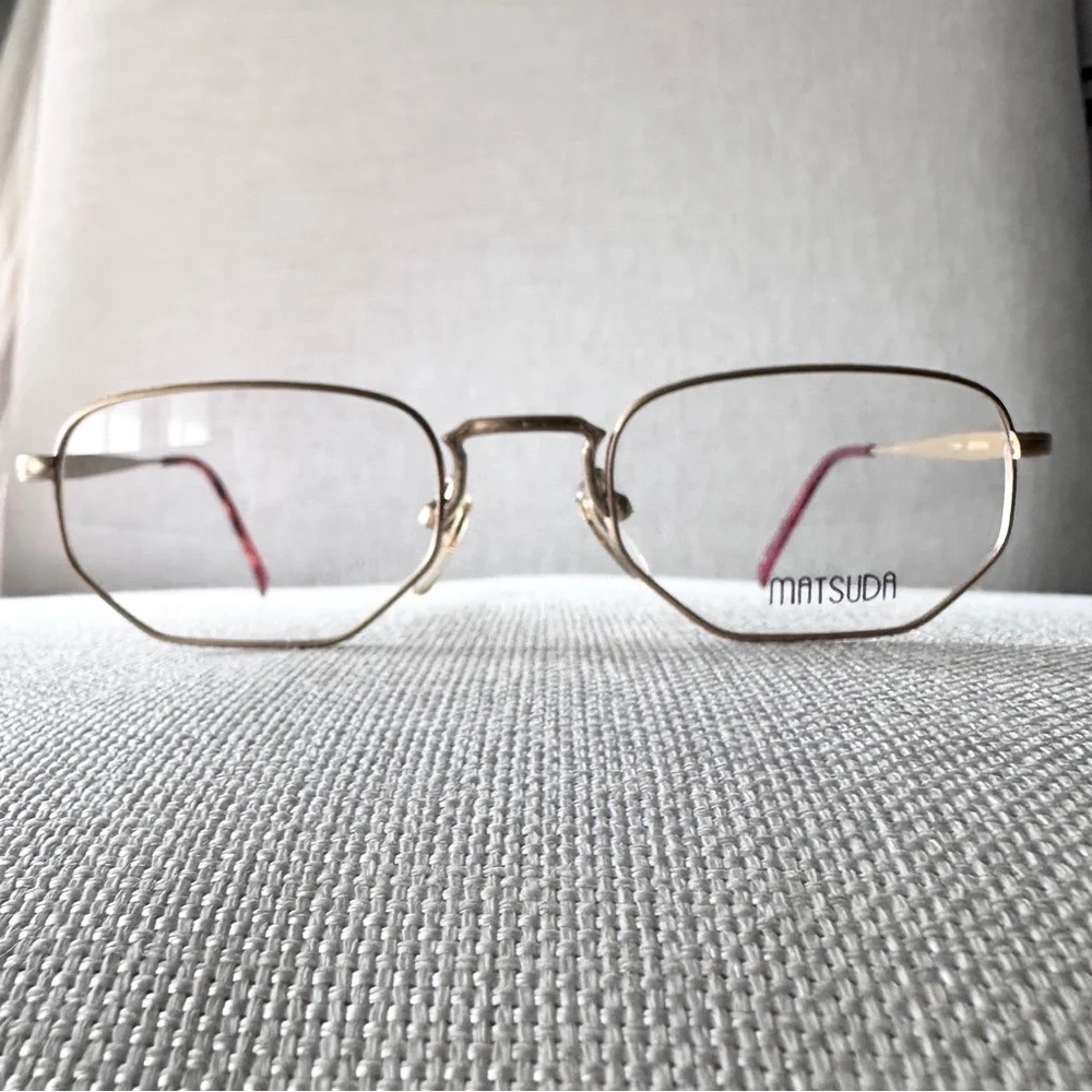 Matsuda Nicole M2866 Geometric Titanium 23K Gold Plated Eyeglass Frames - Picture 3 of 15